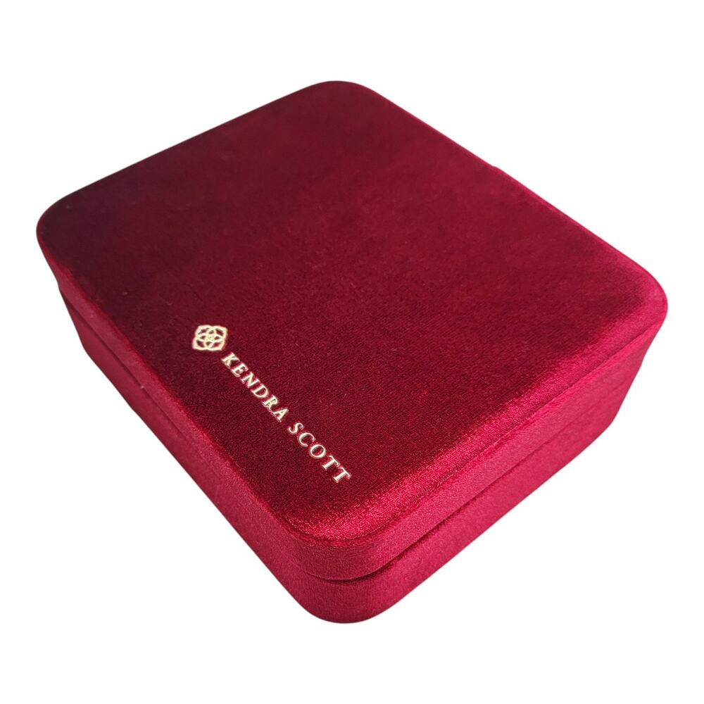 Kendra Scott Red Velvet Travel Jewelry Box Organizer Case Gold Logo 2 Section